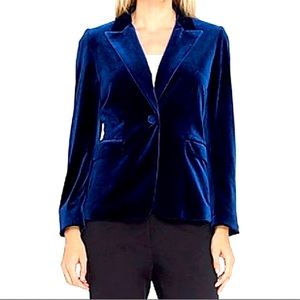 Tahari Dark Blue Velvet Stretch Blazer Jacket